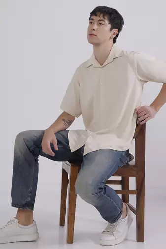 Mens beige japanese shirt
