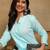Women sky blue ethnic motifs embroidered cotton chikankari kurta set with palazzo