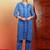 Women dark blue ethnic motifs embroidered cotton floral chikankari ombre kurta set with palazzo