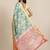 Teal floral printed tissue party wear saree with blouse piece