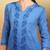 Women dark blue ethnic motifs embroidered cotton floral chikankari ombre kurta set with palazzo