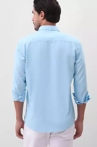 Solid blue cotton shirt for men