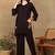 Women dark brown floral aari embroidered pockets rayon kurta & palazzo set