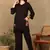 Women dark brown floral aari embroidered pockets rayon kurta & palazzo set