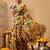 Yellow printed cotton blend ethnic saree with blouse piece