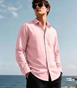 Solid pink boxy fit shirt for men