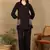 Women dark brown rose aari embroidered pockets rayon kurta & palazzo set