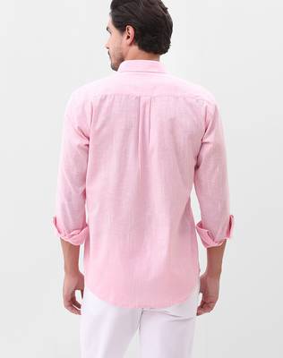 Solid pink boxy fit shirt for men 2