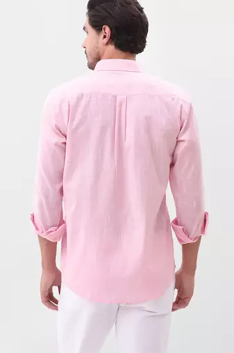 Solid pink boxy fit shirt for men