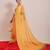 Mustard printed cotton blend ethnic saree with blouse piece