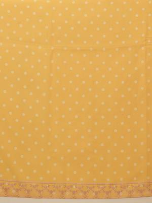 Mustard printed cotton blend ethnic saree with blouse piece 5
