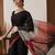 Black printed cotton blend ethnic saree with blouse piece