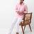 Solid pink boxy fit shirt for men