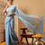 Blue printed cotton blend ethnic saree with blouse piece