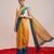 Yellow printed cotton blend ethnic saree with blouse piece