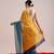 Yellow printed cotton blend ethnic saree with blouse piece