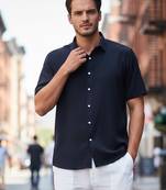 Men's navy blue boxy fit shirt