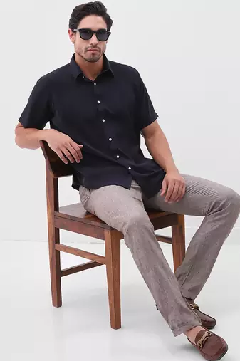 Men's navy blue boxy fit shirt