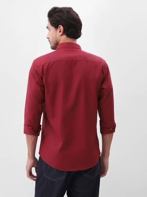 Solid maroon cotton shirt for men 2