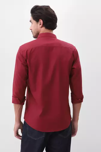 Solid maroon cotton shirt for men
