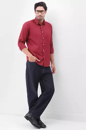 Solid maroon cotton shirt for men