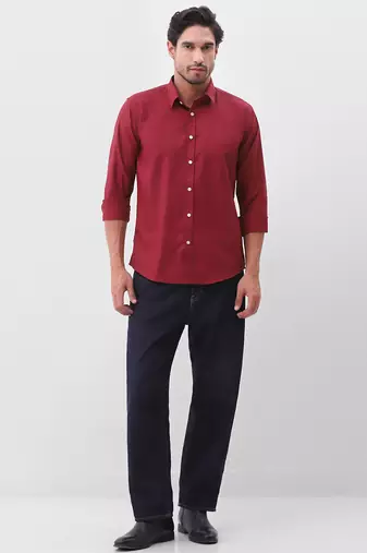 Solid maroon cotton shirt for men