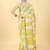 Yellow printed cotton blend ethnic saree with blouse piece