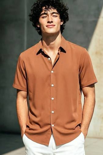 Men's mustard boxy fit shirt