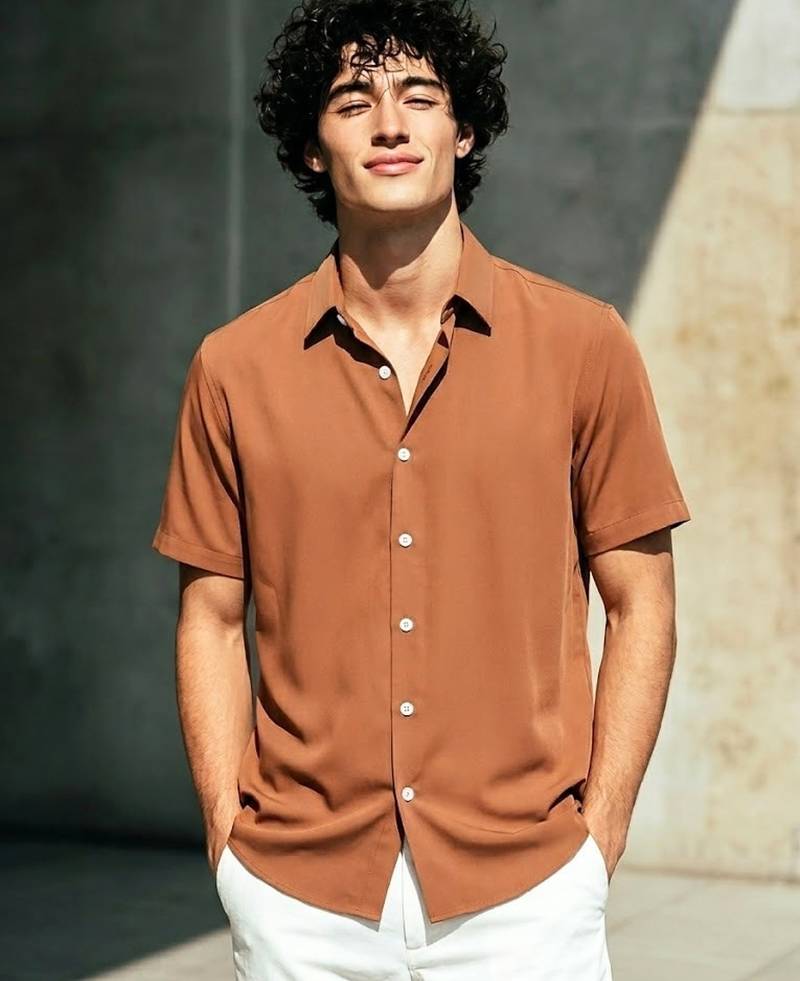 Men's mustard boxy fit shirt