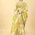 Yellow printed cotton blend ethnic saree with blouse piece