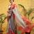 Grey printed cotton blend ethnic saree with blouse piece