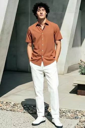 Men's mustard boxy fit shirt