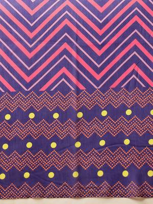 Navy blue printed cotton blend ethnic saree with blouse piece 5