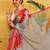 Grey printed cotton blend ethnic saree with blouse piece