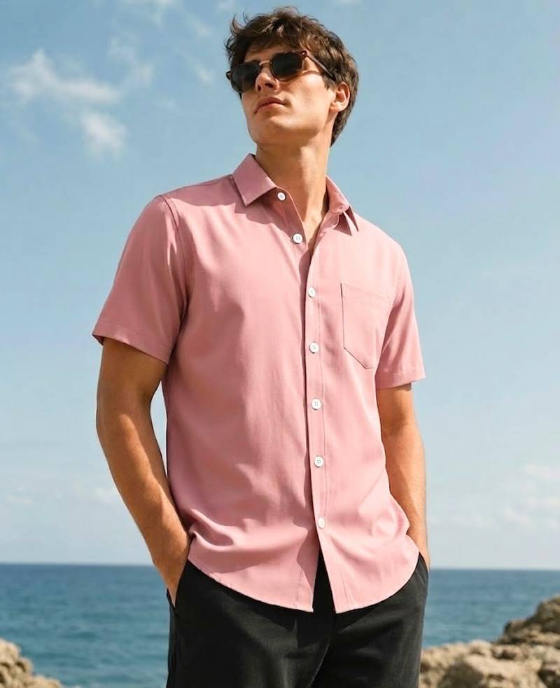 Men's pink boxy fit shirt