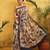 Beige printed silk cotton ethnic saree with blouse piece