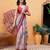 Pink printed cotton blend ethnic saree with blouse piece