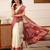 Off white printed silk blend ethnic saree with blouse piece