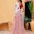 Beige printed cotton blend ethnic saree with blouse piece