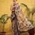Beige printed silk cotton ethnic saree with blouse piece