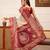 Off white printed silk blend ethnic saree with blouse piece