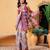 Pink printed cotton blend ethnic saree with blouse piece