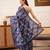 Blue printed silk blend ethnic saree with blouse piece