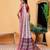 Pink printed cotton blend ethnic saree with blouse piece