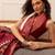 Off white printed silk blend ethnic saree with blouse piece