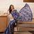 Blue printed silk blend ethnic saree with blouse piece