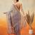 Beige printed cotton blend ethnic saree with blouse piece