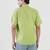 Green linen mandarin collar shirt for men