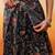 Navy blue printed cotton blend ethnic saree with blouse piece