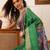 Green printed silk blend ethnic saree with blouse piece
